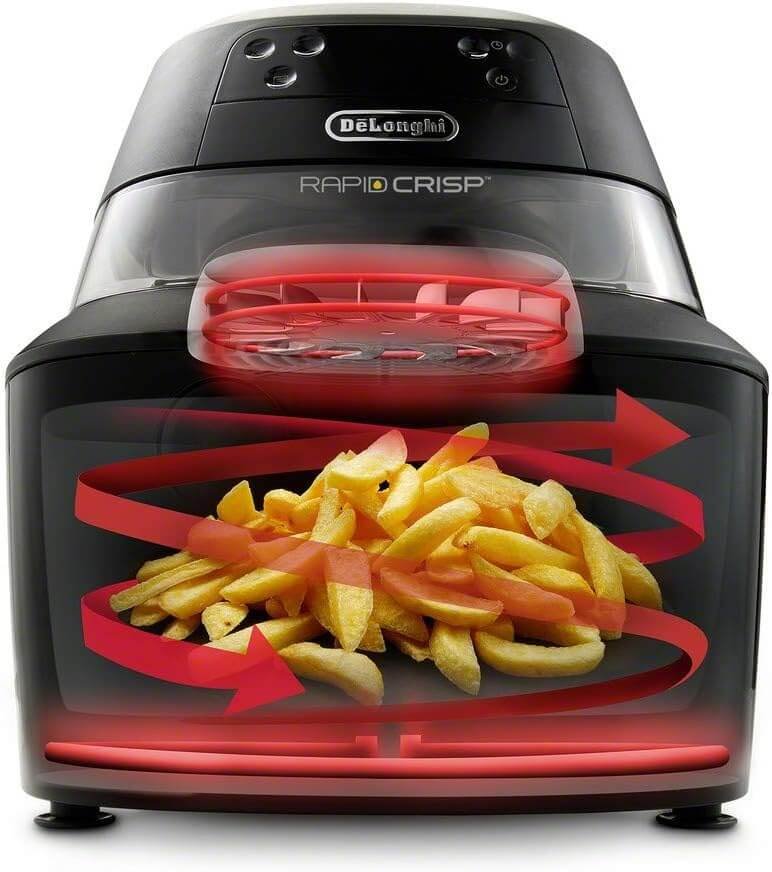 De'Longhi Rapid Crisp Air Fryer, 5-Quart, 1700-Watt XL Cooker, Fries, Crisps, Roasts, Bakes, 5 Preset Functions, Pizza Setting, Up to 20% Faster Cooking, Easy Clean Nonstick, 360° Viewing