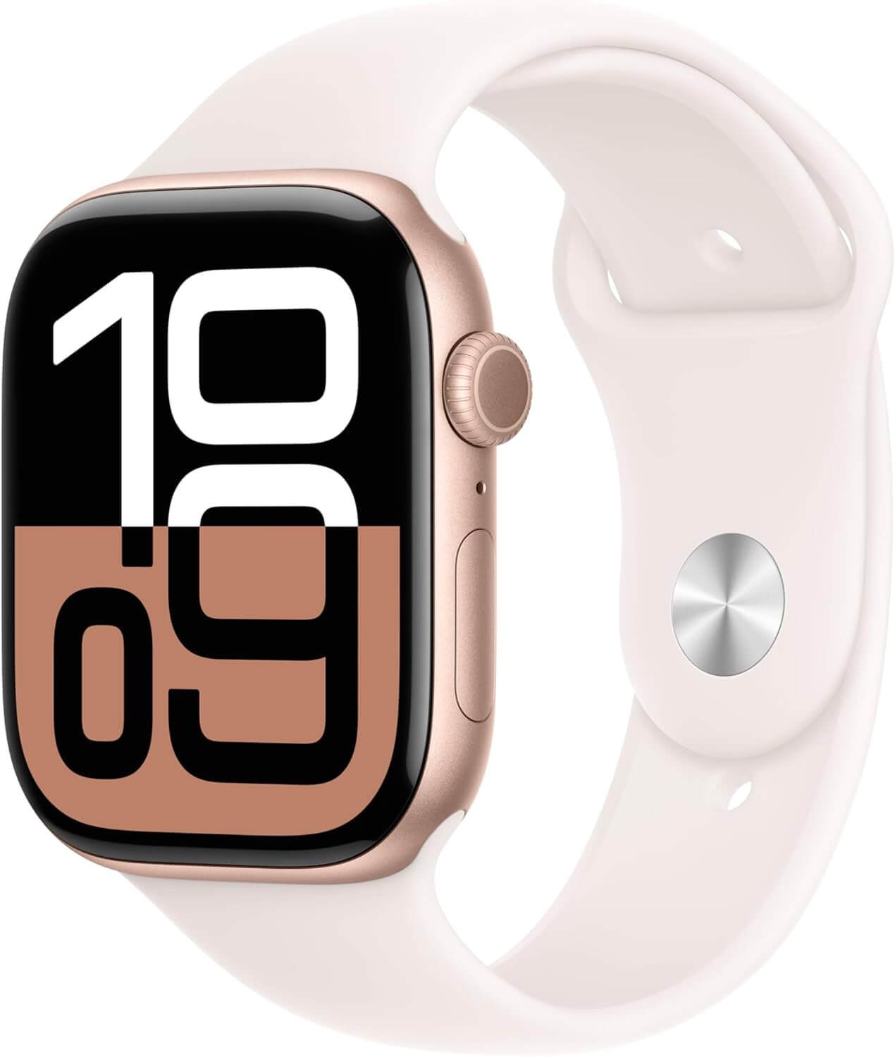 Apple Watch Series 10 [GPS 46mm case] Smartwatch with Rose Gold Aluminium Case with Light Blush Sport Band - M/L. Fitness Tracker, ECG App, Always-On Retina Display, Water Resistant