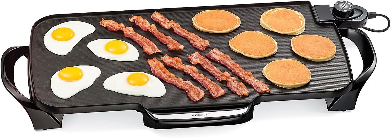 resto 07061 22-Inch Electric Griddle with Removable Handles - Extra Large, Nonstick Ceramic, PFAS Free, Adjustable Temperature & Cool-Touch Handles, Black