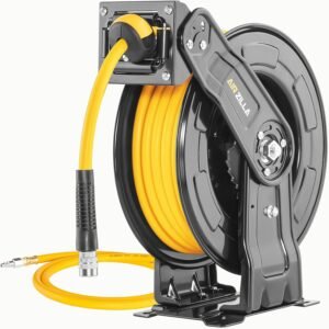 AIRZILLA retractable air hose reel with 65-foot yellow hose