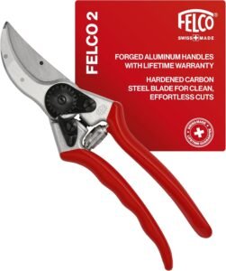 FELCO 2 professional pruning shears with red handles and hardened steel cutting blade