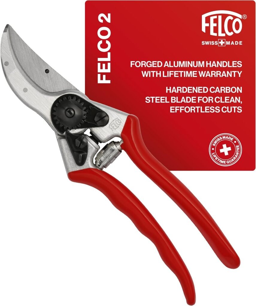 FELCO 2 professional pruning shears with red handles and hardened steel cutting blade