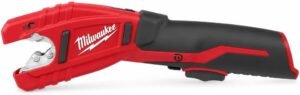 Milwaukee M12 2471-20 cordless copper tubing cutter with red and black housing and automatic cutting head
