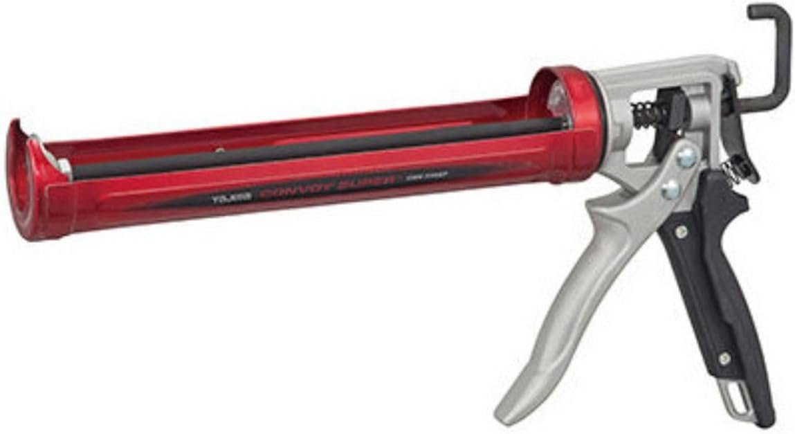 Tajima Convoy Super caulking gun with red steel barrel and black handle